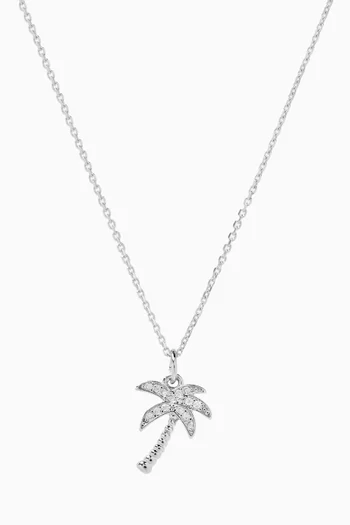 Palm Tree Pendant Necklace in Sterling Silver