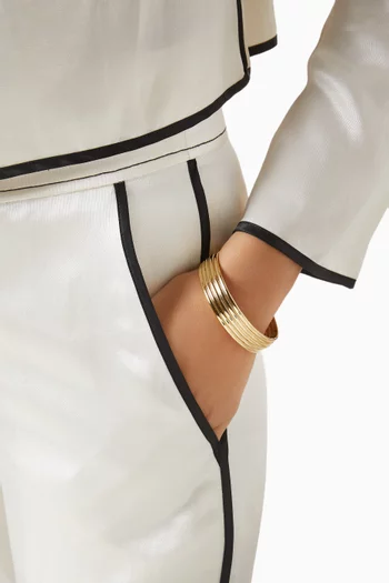 The Ridged Positano Cuff Bangle in Gold-plated Brass
