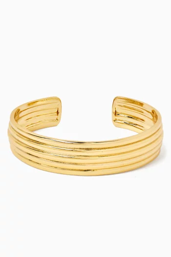 The Ridged Positano Cuff Bangle in Gold-plated Brass
