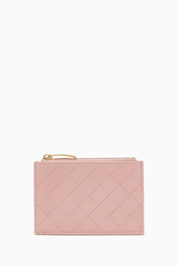 Zip Card Case in Intrecciato Nappa