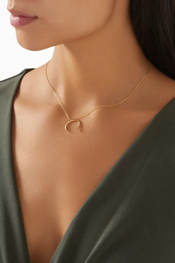 Baby Qamar Diamond & Tsavorite Necklace in 18kt Yellow Gold