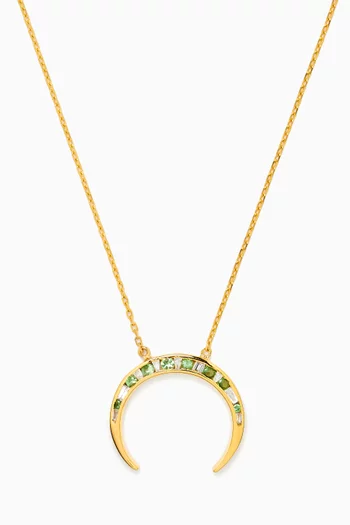 Baby Qamar Diamond & Tsavorite Necklace in 18kt Yellow Gold