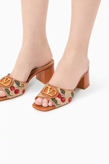 VLOGO Signature 60 Cherryfic Mule Sandals in Raffia