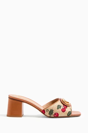 VLOGO Signature 60 Cherryfic Mule Sandals in Raffia