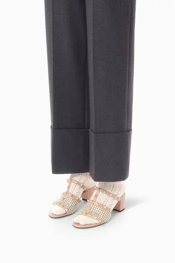 Rockstud 60 Embellished Sandals in Leather