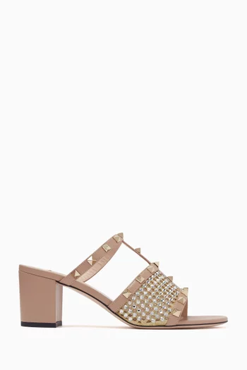 Rockstud 60 Embellished Sandals in Leather