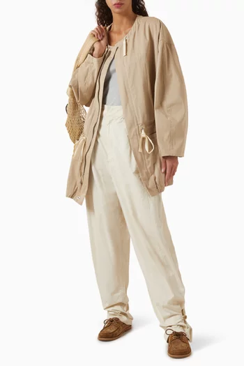 Zipped Drawstring Parka Jacket