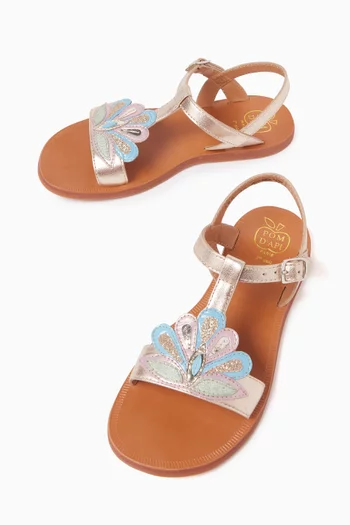 Plagette Fire Sandals in Metallic Leather
