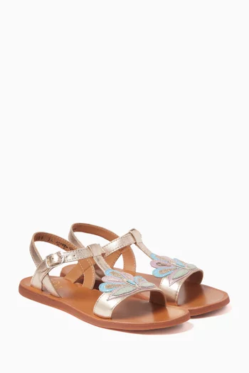 Plagette Fire Sandals in Metallic Leather