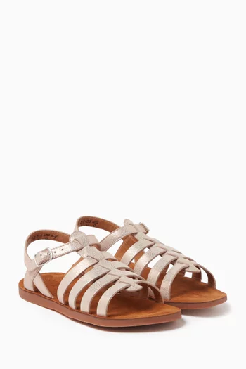 Plagette Sandals in Metallic Leather