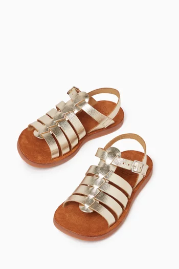 Plage Sandals in Metallic Leather