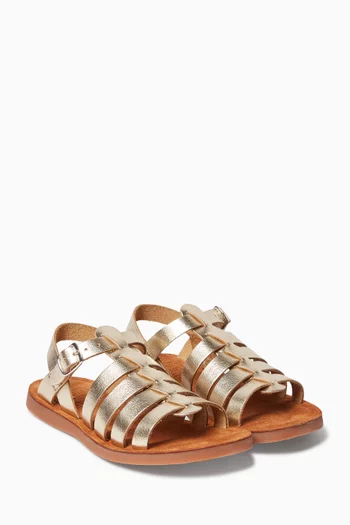 Plage Sandals in Metallic Leather