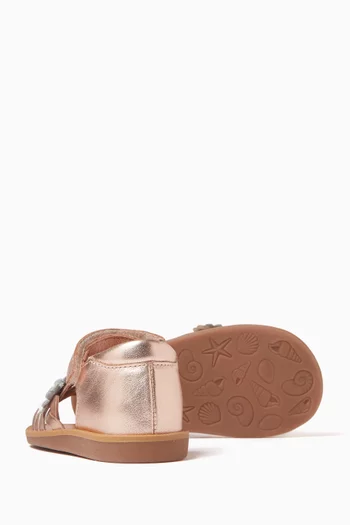 Poppy Glitter Sandals in Metallic Leather