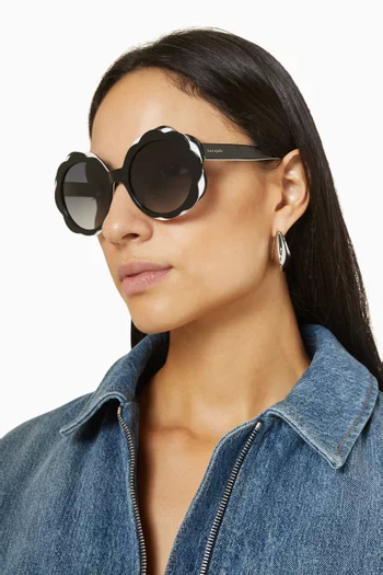 Vivi Floral Round Sunglasses in Acetate