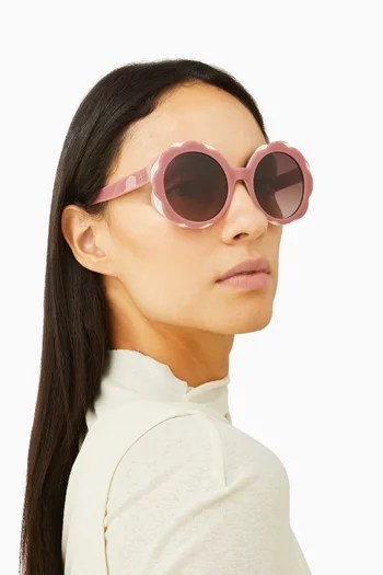Vivi Floral Round Sunglasses in Acetate
