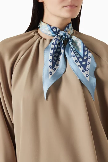 وشاح كلاسيكي بتصميم ماسة بنقشة زهور حرير