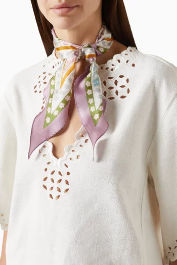 وشاح كلاسيكي بتصميم ماسة بنقشة زهور حرير