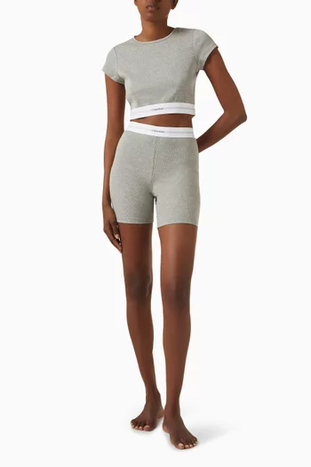 Logo Crop T-shirt in Stretch-cotton