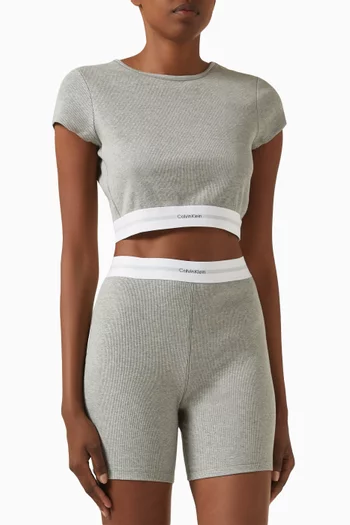 Logo Crop T-shirt in Stretch-cotton