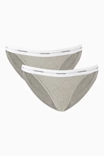 Logo Tanga Bikini Briefs in Cotton, Set of 3