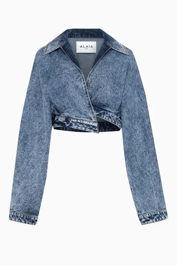 Spiral Cropped Jacket in Denim