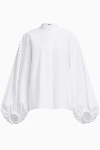 Balloon-sleeve Shirt in Cotton-poplin