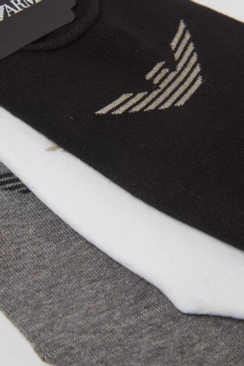 Eagle Logo Socks in Stretch Cotton Blend, Set of 3