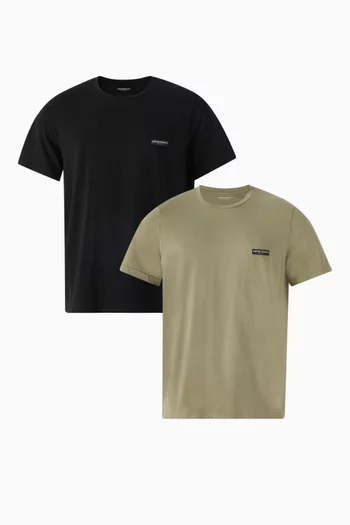 Logo T-shirts in Stretch Cotton Jersey, Set of 2