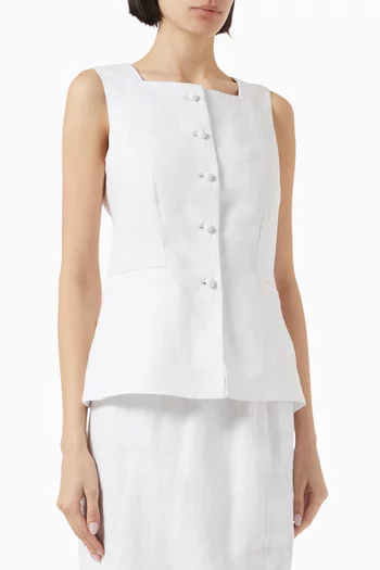 Rio Button-up Vest in Linen
