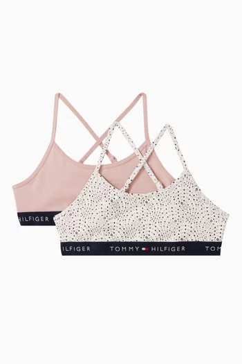Monogram Printed Unpadded Bralettes, Pack of 2