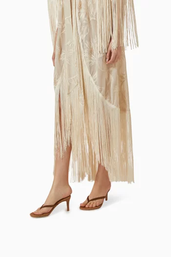 حذاء كاليبسو مفتوح من الخلف بكعب 70 مم خوص وشمواه