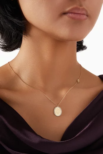 Ayat El Kursi Oval Diamond Necklace in 18kt Yellow Gold