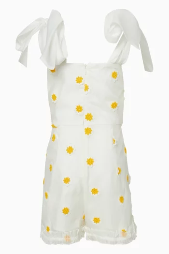 Bow Tie Love Letters Playsuit in Linen-blend