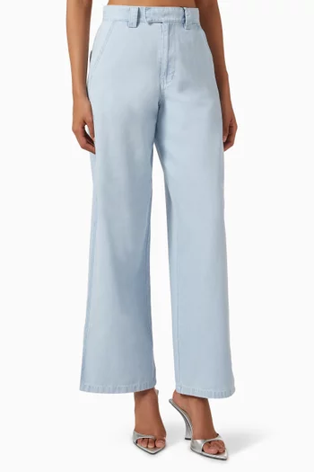 Wide-leg Work Pants in Cotton