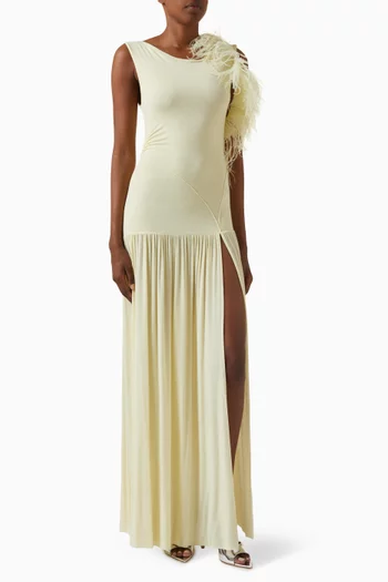 Paulina Feather-trim Maxi Dress