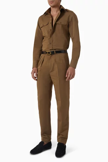 Double-pleated Pants in Cotton-silk Blend