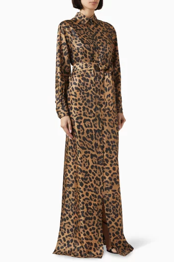 Leopard Shirt Maxi Dress