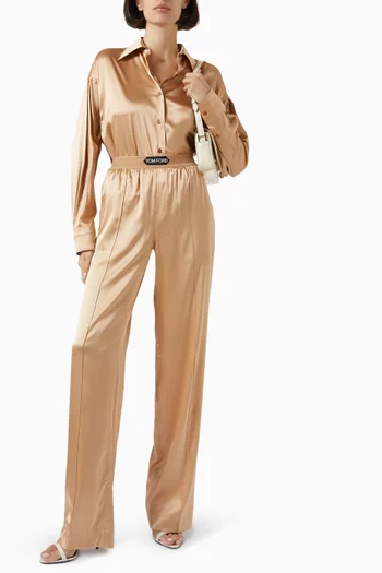 Logo Pyjama Pants in Silk Satin