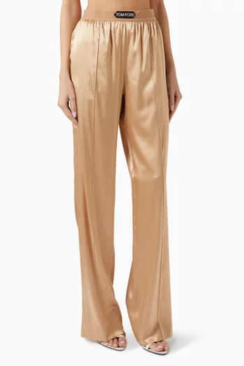 Logo Pyjama Pants in Silk Satin