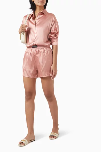 Logo Boxer Shorts in Silk Satin