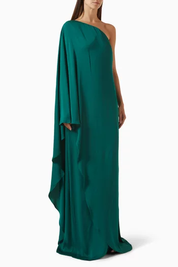 One-shoulder Kaftan in Crepe Cady