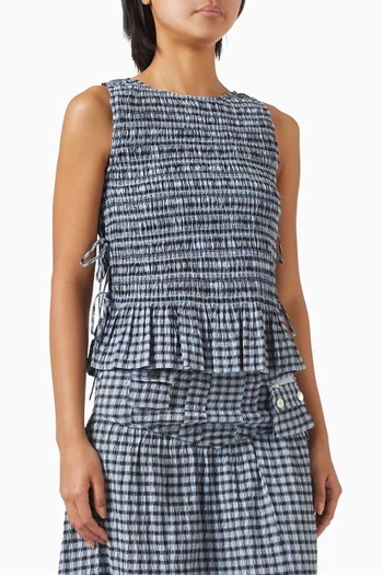 Smocked Check Top in Seersucker