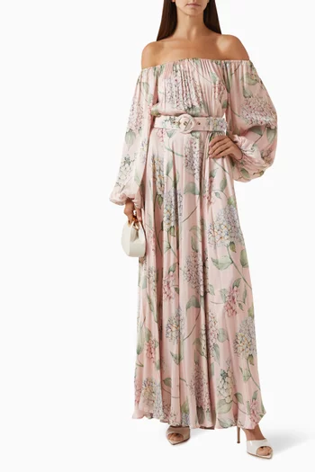 Charlize Off-shoulder Belted Maxi Dress