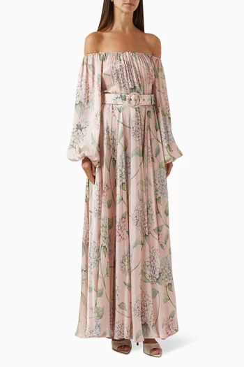 Charlize Off-shoulder Belted Maxi Dress