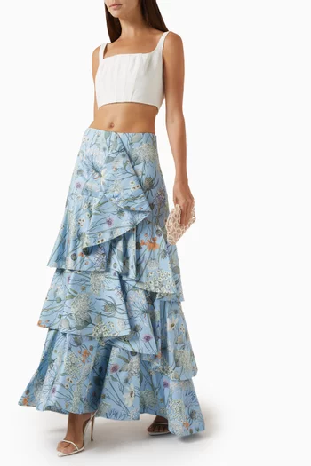 Shay Ruffled Maxi Skirt in Cotton
