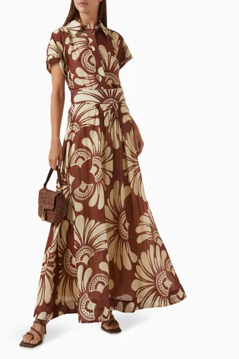 Galia Printed Maxi Skirt in Cotton-silk