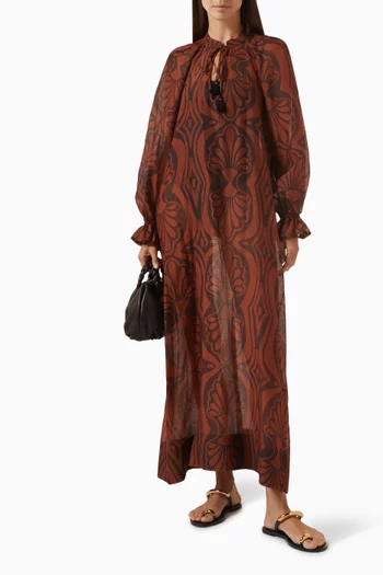 Axelle Printed Maxi Dress in Cotton-silk