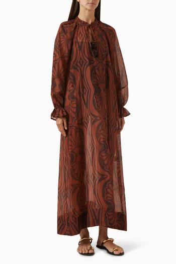 Axelle Printed Maxi Dress in Cotton-silk