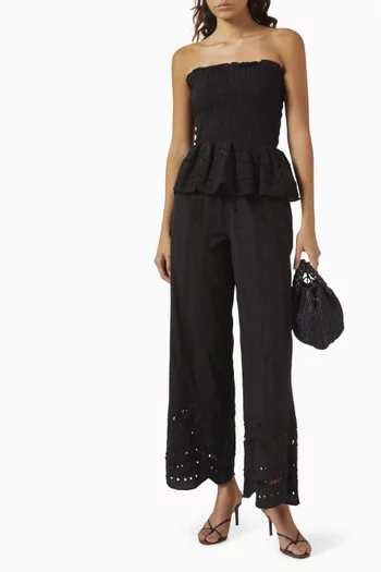 Martina Embroidered Pants in Cotton-blend