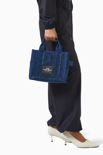 حقيبة يد صغيرة مزينة بالكريستال دينم